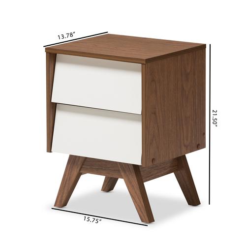 Baxton Studio Hildon 2 Drawer Storage Nightstand