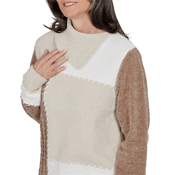 Petite Alfred Dunner Sunset Ridge Color Block Chenille Sweater
