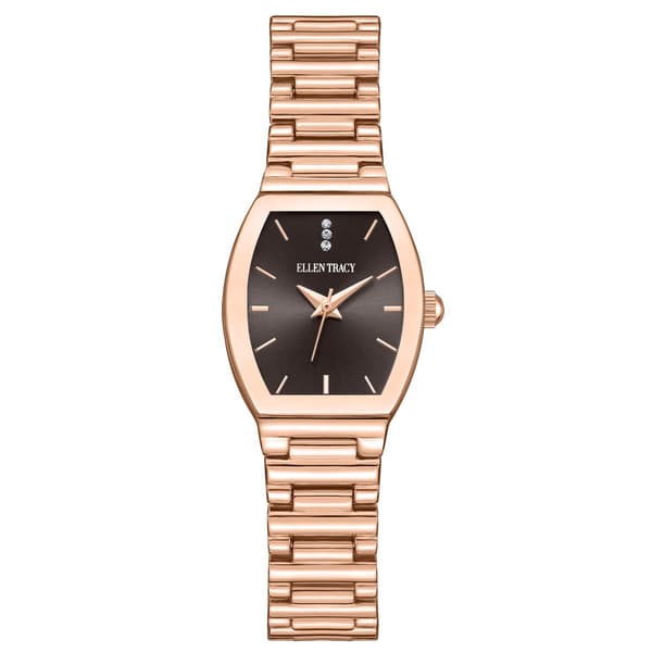 Womens Ellen Tracy Gold-Tone Tonneau Bracelet Watch - ET5464RG - image 