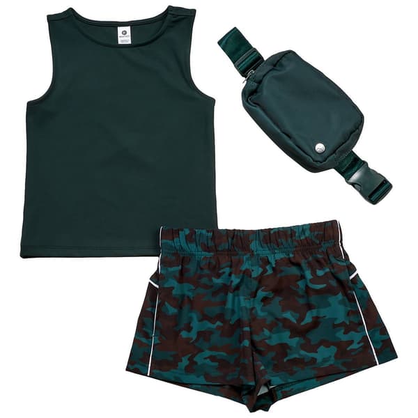 Girls (7-14) 90 Degree(R) by Reflex Tank w/ Camo Shorts & Fannypack - image 