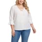 Plus Size NY Collection 3/4 Ruffle Sleeve Tie Neck Blouse - image 1