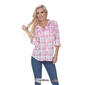 Womens White Mark Oakley Stretch Plaid Casual Button Down Top - image 6
