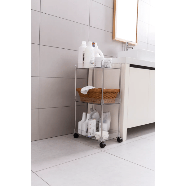 J&V Textiles Chrome Clear Acrylic 3 Tier Cart