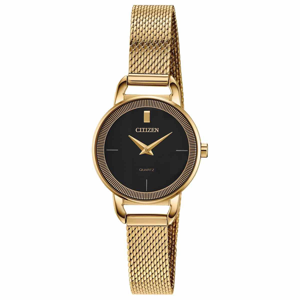 Womens Citizen® Gold Plated Mesh Bracelet Watch -...