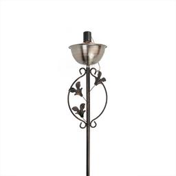 DAK 64.5in. Brushed Copper Floral Motif Patio Garden Oil Lamp