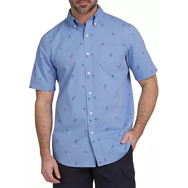 Mens Chaps Palm Trees Short Sleeve Button Down Shirt - image 