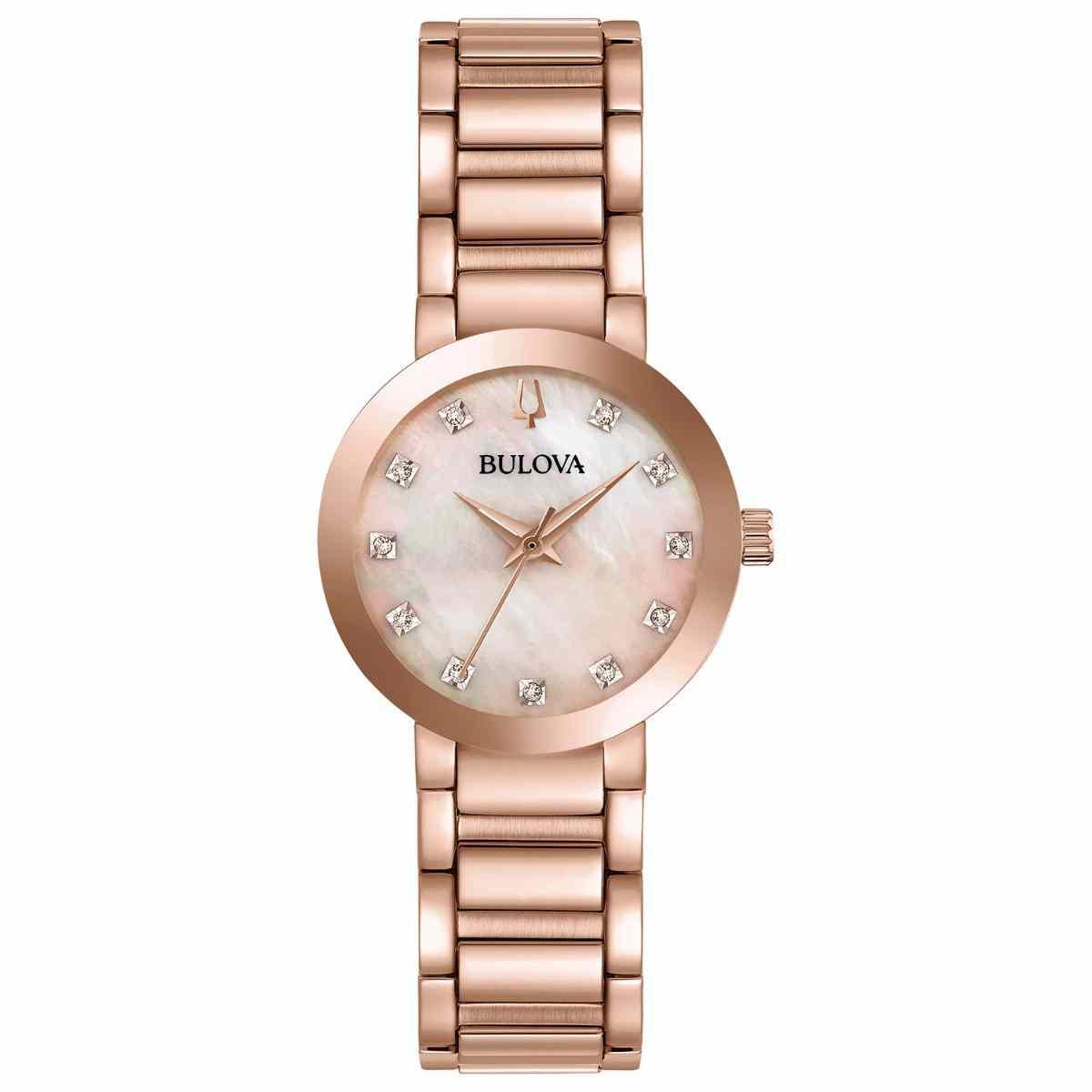 Womens Bulova Rose Gold and Diamond Accented Watch - 97P132