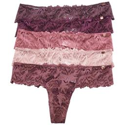 Womens Danskin 5Pk Lace Thong Panties W/ Detail - DS8603-5PKD