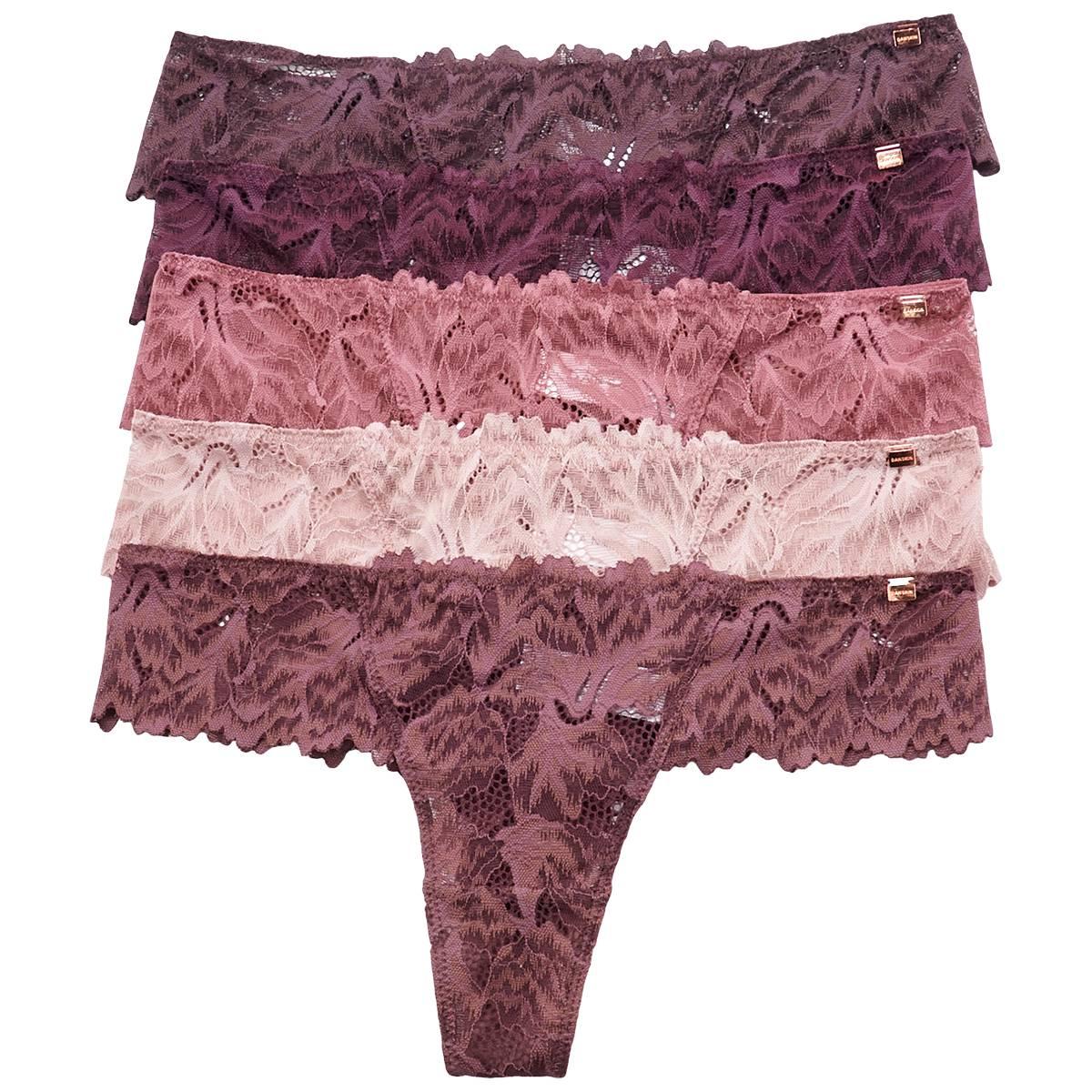 Womens Danskin 5Pk Lace Thong Panties W/ Detail - DS8603-5PKD