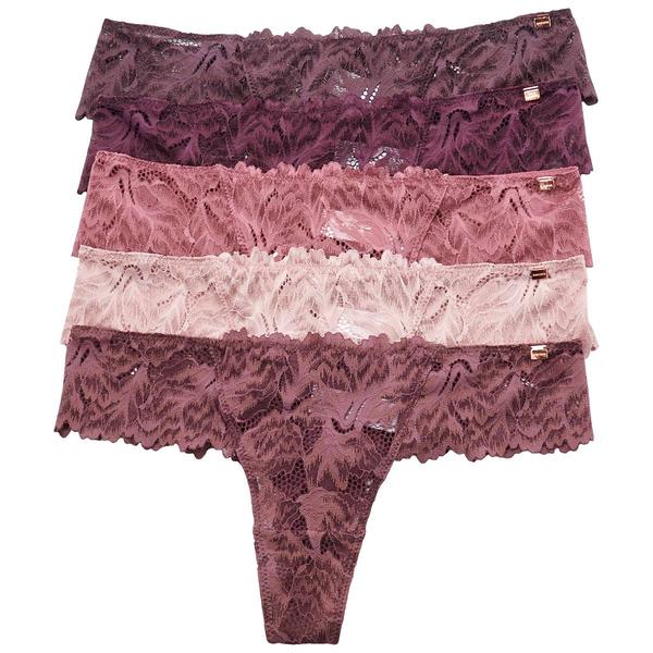 Womens Danskin 5Pk Lace Thong Panties W/ Detail - DS8603-5PKD - image 