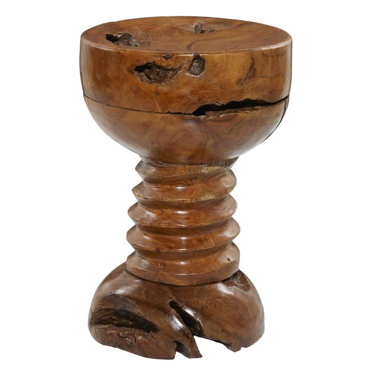 9th & Pike® Rustic Brown Teak Wood End Table