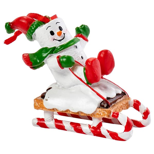 Marshmallow Child on Sled Ornament - image 