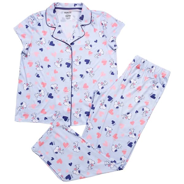 Womens Centric Brands Short Sleeve Peanuts Heart Hugs Pajama Set - image 