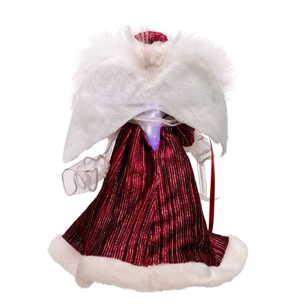 Kurt S. Adler 12in. Burgundy Angel Tree Topper with LED Lights