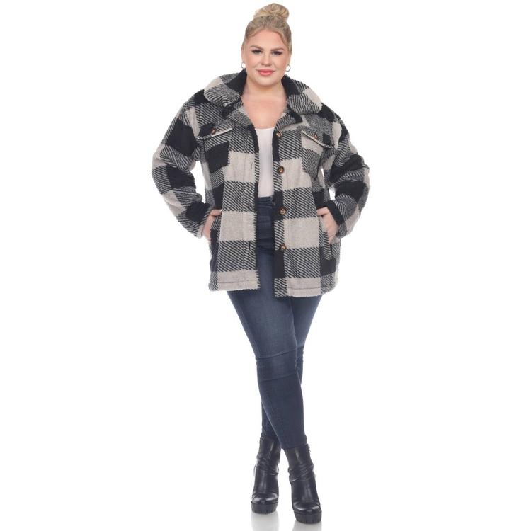 Plus Size White Mark Plaid Shacket