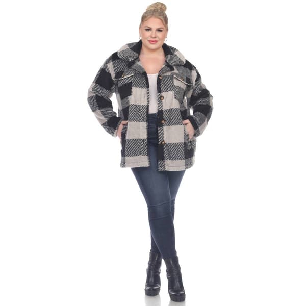 Plus Size White Mark Plaid Shacket