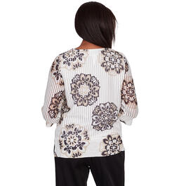 Womens Alfred Dunner Opposites Attract Medallions Weave Blouse