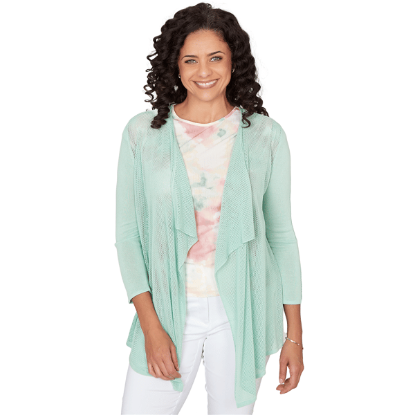 Womens Emaline Key Items 3/4 Sleeve Drape Front Cardigan