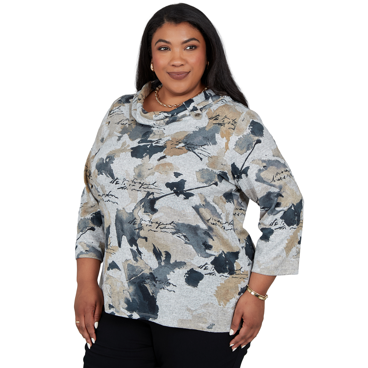 Plus Size Alfred Dunner Cityscape Abstract Melange Blouse