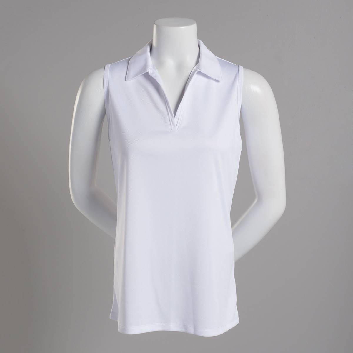 Womens Court Haley Basic Sleeveless Solid Polo w/Sun...