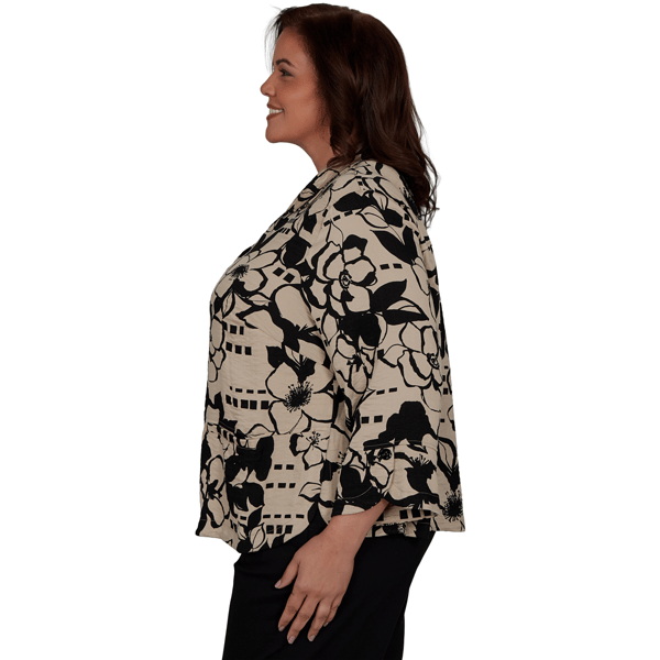 Plus Size Alfred Dunner Travel Advisory 3/4 Sleeve Floral Blouse