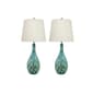 9th & Pike® Ceramic Round Blue Table Lamp - Set of 2 - image 2