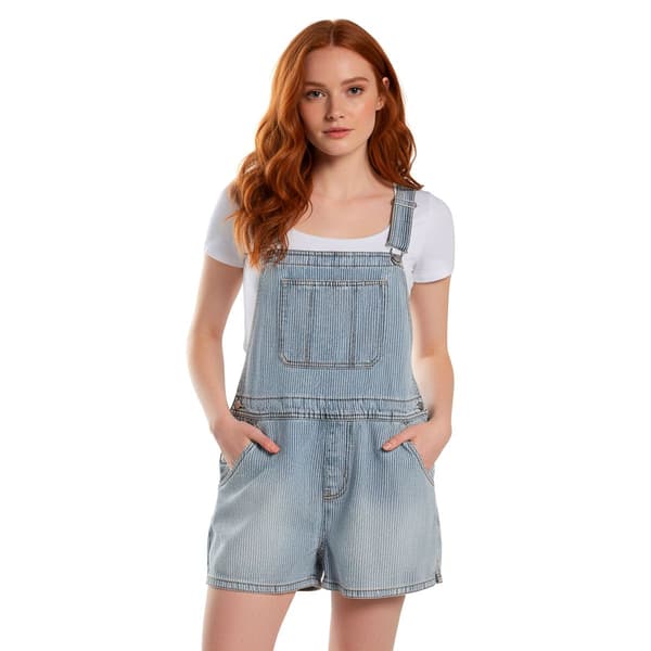 Juniors Celebrity Pink 3in. Denim Shortall Overall Shorts