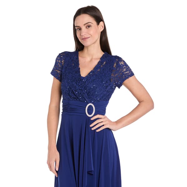 Womens R&M Richards Short Sleeve Lace Modesty A-line Dress
