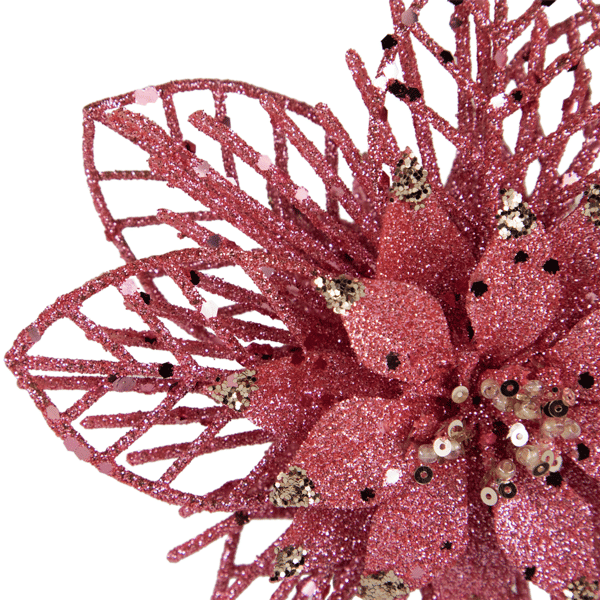 Northlight 4pc. Glittered Pink Poinsettia Christmas Ornaments