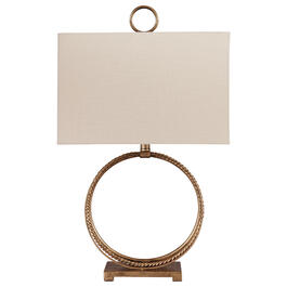 Signature Design by Ashley Antique Gold Circular Metal Table Lamp