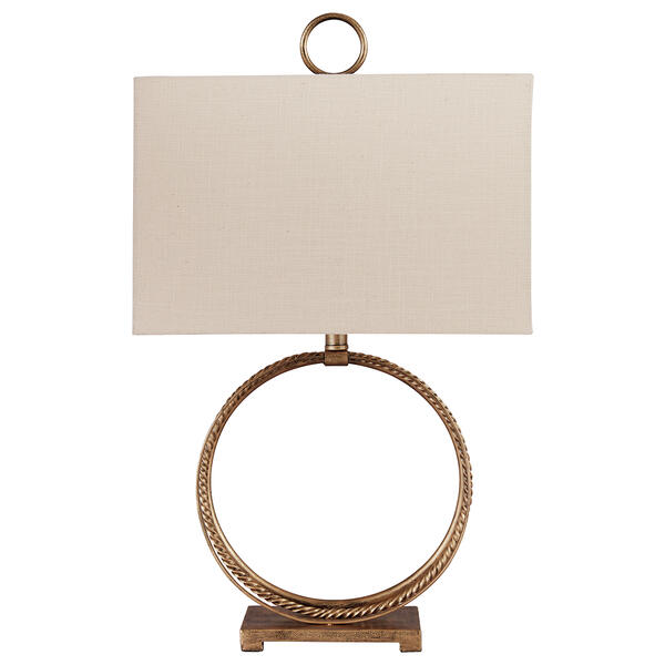 Signature Design by Ashley Antique Gold Circular Metal Table Lamp - image 