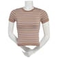 Juniors Pink Rose Caffeine Mineral Washed Ribbed Tee - image 1