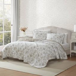 Laura Ashley Walled Garden Cotton Reversilbe Quilt Set