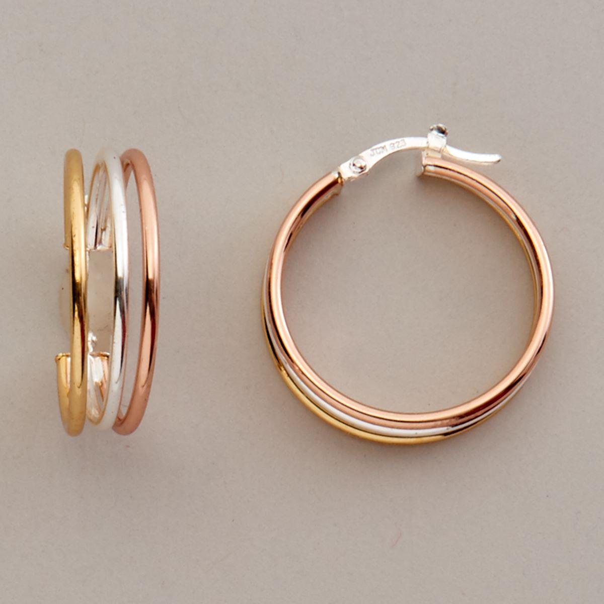 Ellen Tracy Tri-Color Hoop Earrings