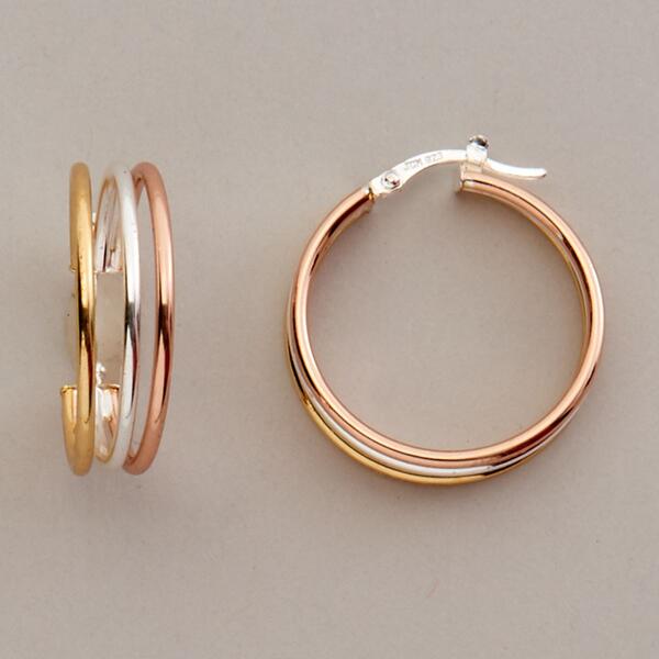Ellen Tracy Tri-Color Hoop Earrings - image 