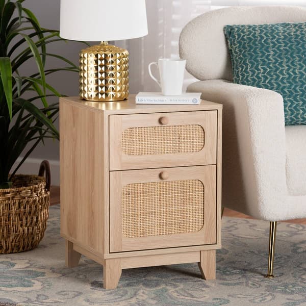 Baxton Studio Elsbeth Light Brown Wood 1-Drawer End Table