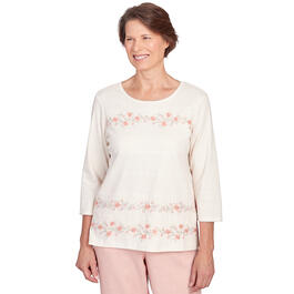 Womens Alfred Dunner English Garden Flower Biadere Embroidery Top