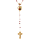 Symbols of Faith Gold Tone Red Bead Jesus Decal Rosary - image 2