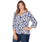 Plus Size Hearts of Palm Printed Essentials Horseshoe Neck Blouse - image 3