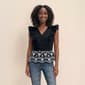 Womens Nanette Lepore Sleeveless Ruffle V Neck Eyelet Blouse - image 1