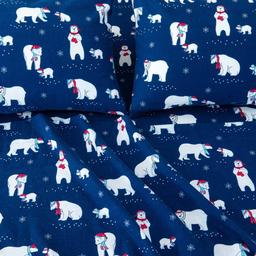 Freshfolds Cotton Navy Polar Bears Holiday 4pc. Flannel Sheet Set