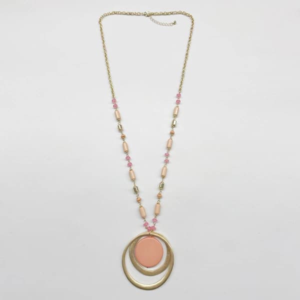 Ashley Cooper(tm) Coral Bead & Shell Ring Dangle Pendant Necklace - image 