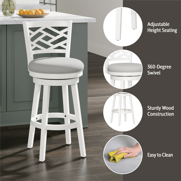 HH2 Home Riva Wood Adjustable Height Swivel Stool