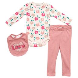 Baby Girl (NB-9M) baby views(R) 3pc. Floral Love Bodysuit Set