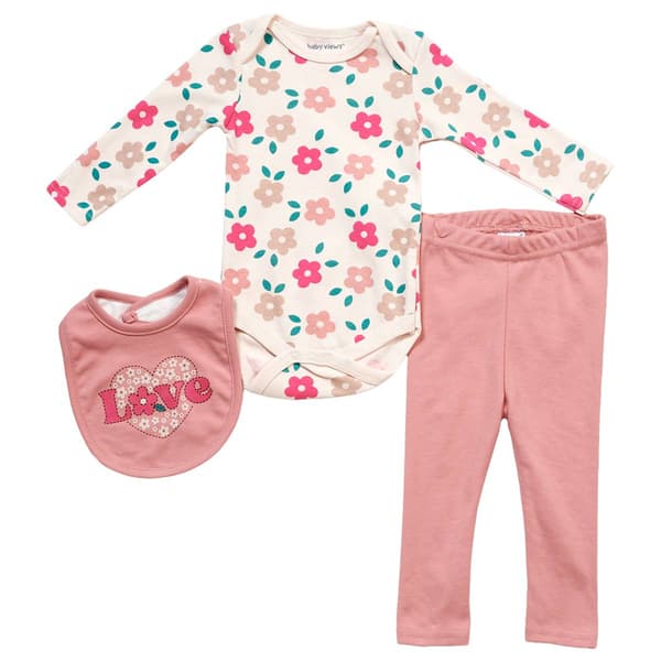 Baby Girl (NB-9M) baby views(R) 3pc. Floral Love Bodysuit Set - image 