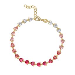 Gold Plated Pink Ombre Heart Cubic Zirconia Bracelet