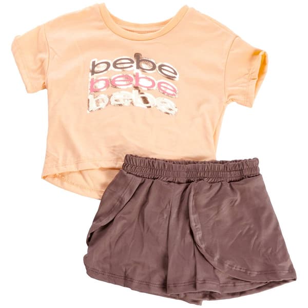 Toddler Girl Bebe Tee & Skort Set - Peach - image 