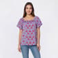 Womens Absolutely Famous Floral Ruffle Neck Blouse - image 1