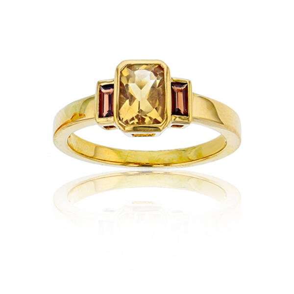 Gemstone Classics&#40;tm&#41; 10kt. Yellow Gold Citrine & Garnet Ring - image 
