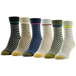 Womens Gold Toe 6pk. Striped Cufff Midi Socks